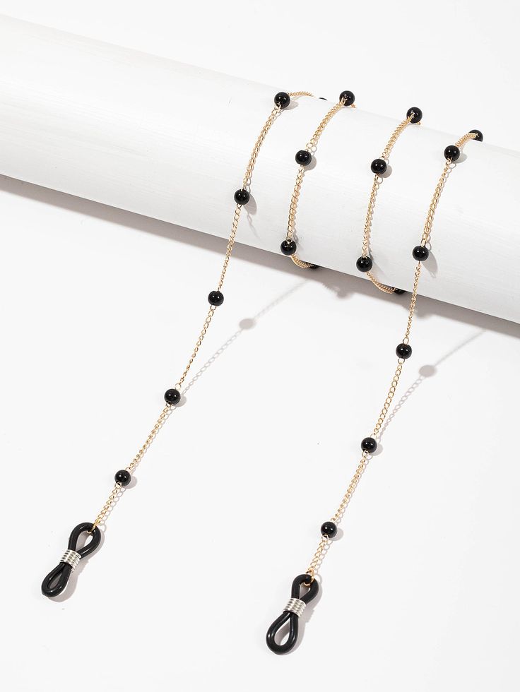 1 pièce Chaîne décorative de lunettes perles noires artificielles pour femmes, Sangle de lunettes Porte-lunettes Lunettes Accessoires, choix idéal pour les cadeaux